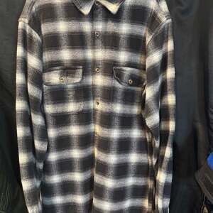 Field & Stream 1871 Black and White Ombre Plaid Heavyweight Flannel Size xl